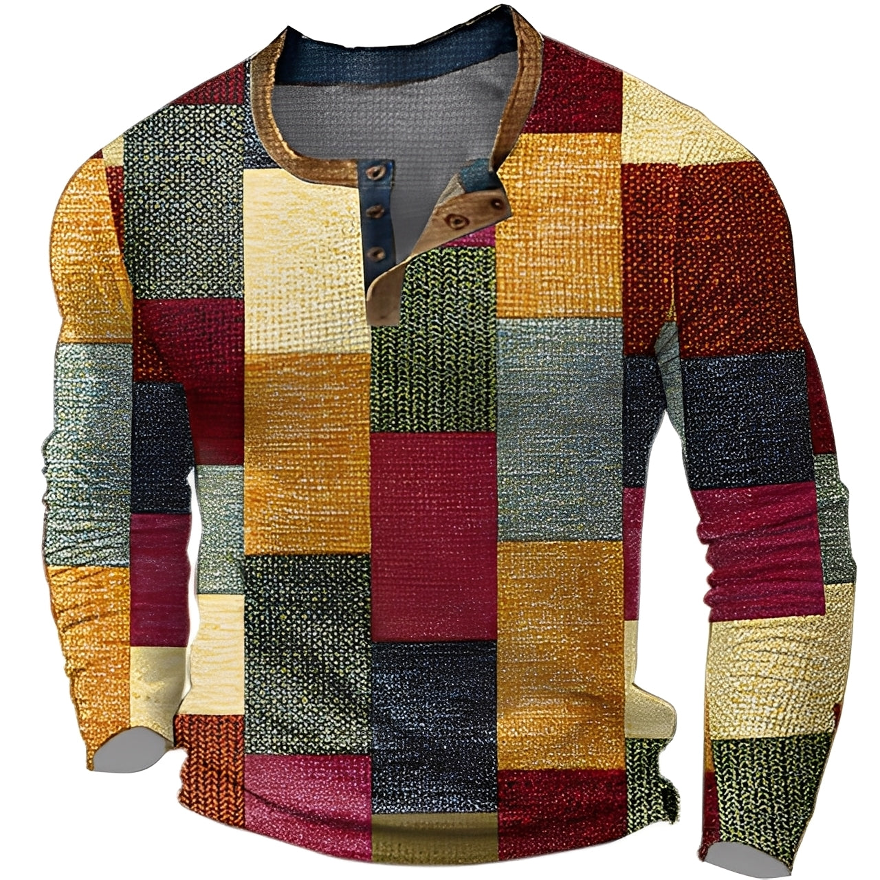 Brennan - Camicia da uomo stampata con maniche lunghe per un look informale