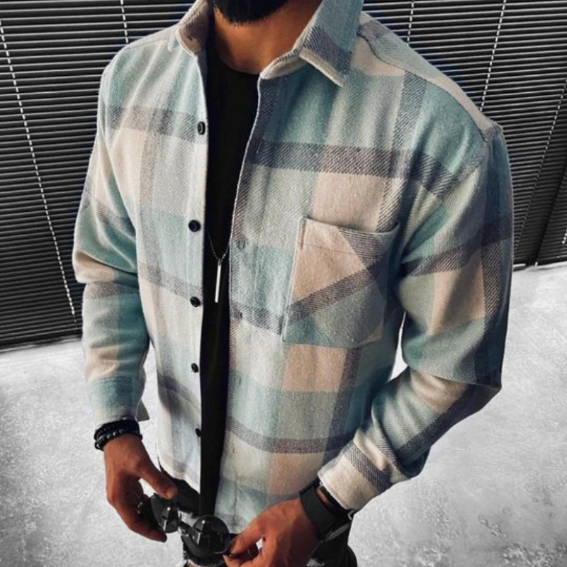 Ben – Camicia a quadri con tasca sul petto per uomini