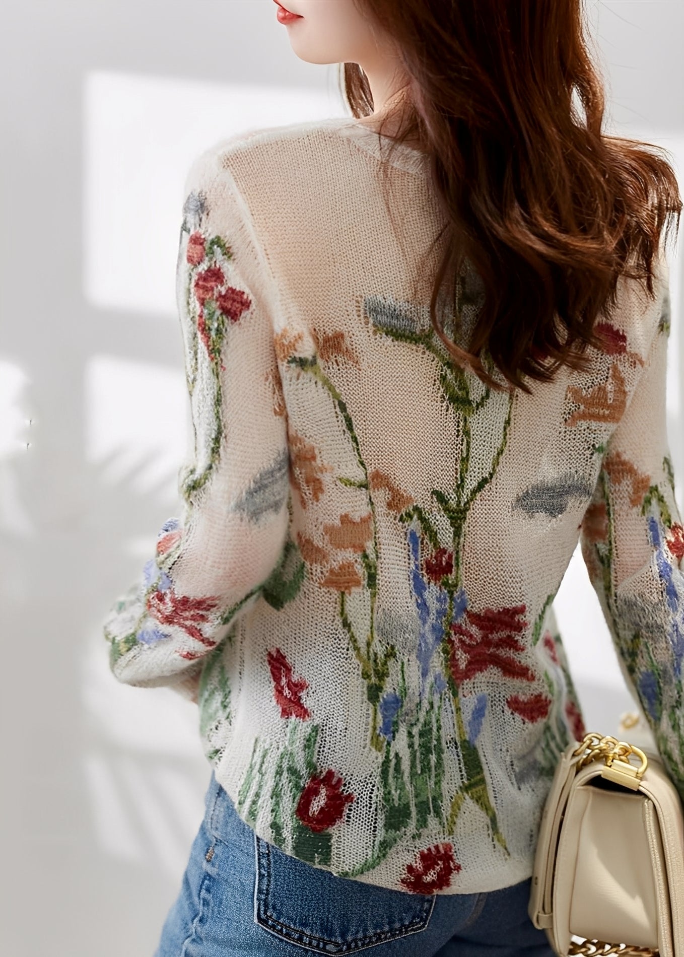 Gisselle - Maglione elegante lavorato a maglia con disegno floreale per donne