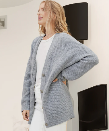 Amber - Cardigan Relaxato in Cashmere Embrace