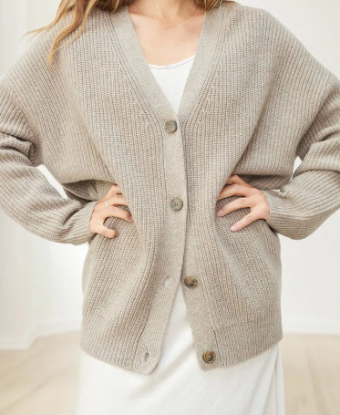 Amber - Cardigan Relaxato in Cashmere Embrace