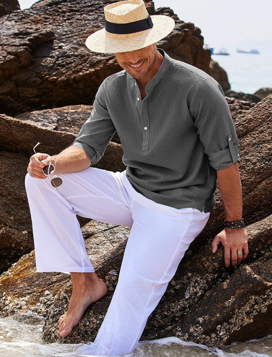 Cormac – Camicia di lino a maniche lunghe per uomo