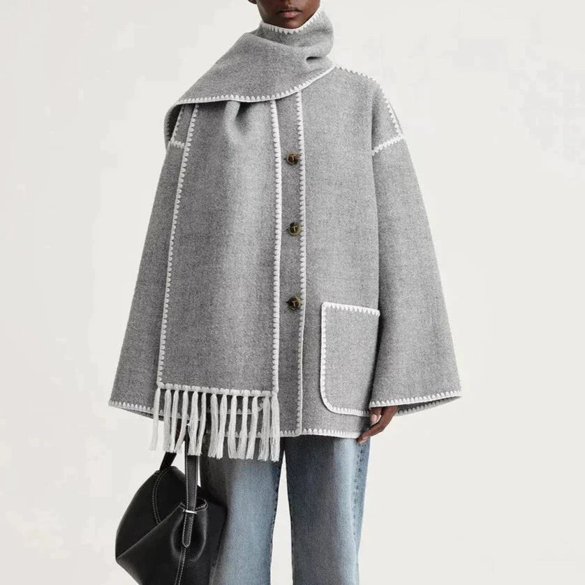 Sofie - Cappotto in misto lana con sciarpa