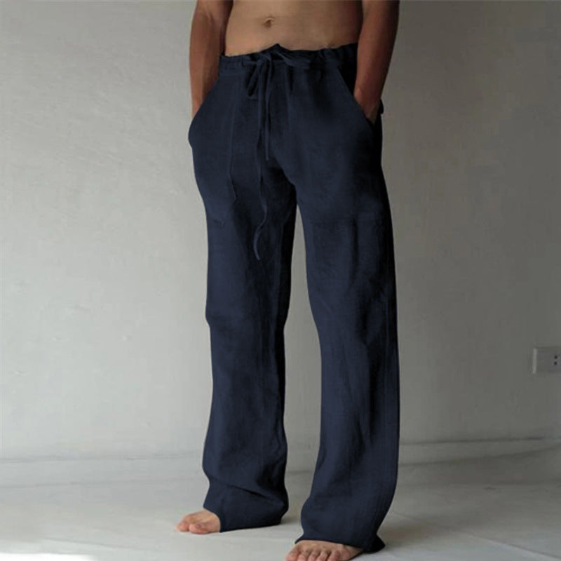 Benjamin - Pantaloni casual in lino da uomo in tinta unita