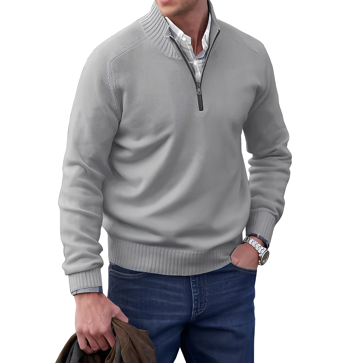 Gabriel - Pullover maschile in cashmere con cerniera
