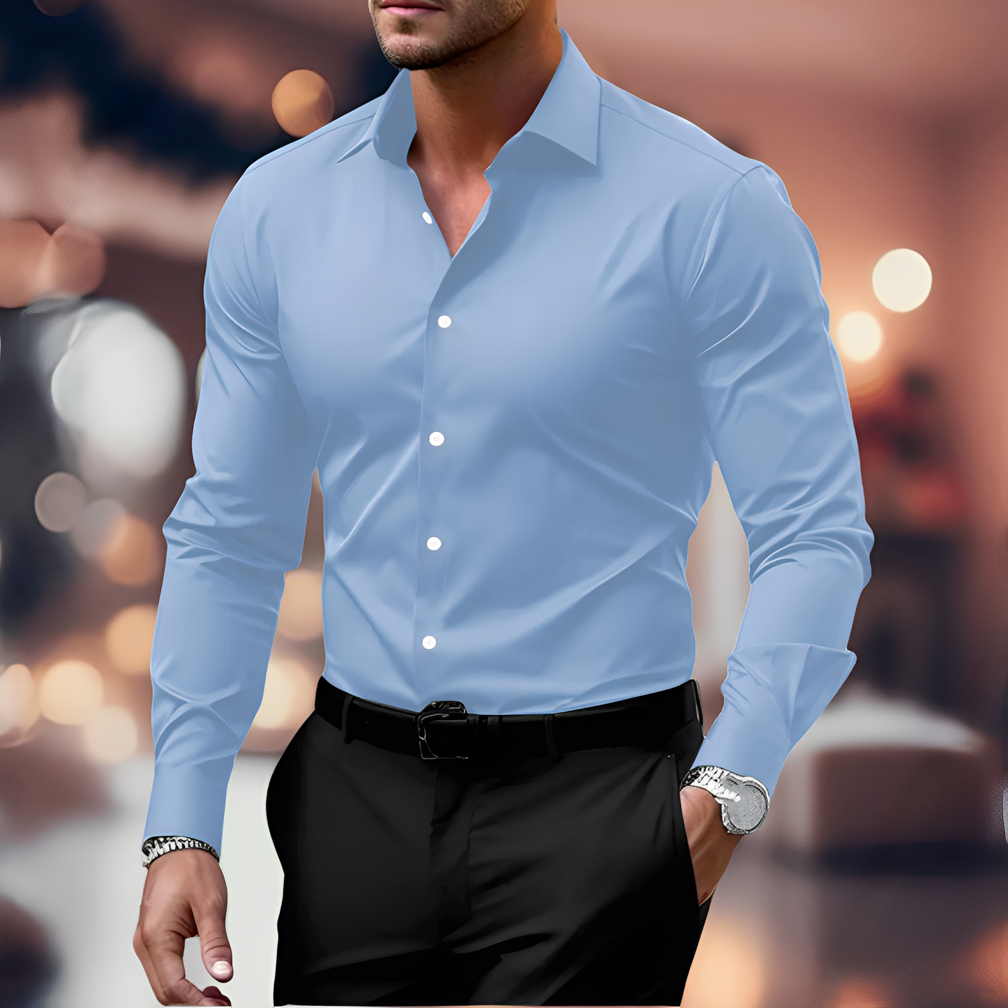 Olivier - Camicia di cotone traspirante da uomo