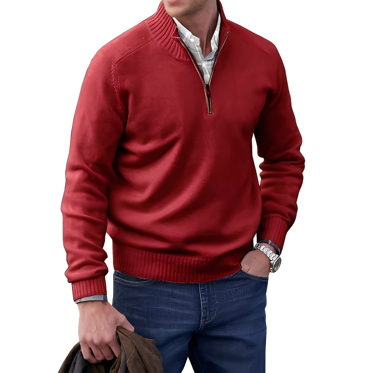 Jeremy - Maglione casual da uomo in cashmere con zip
