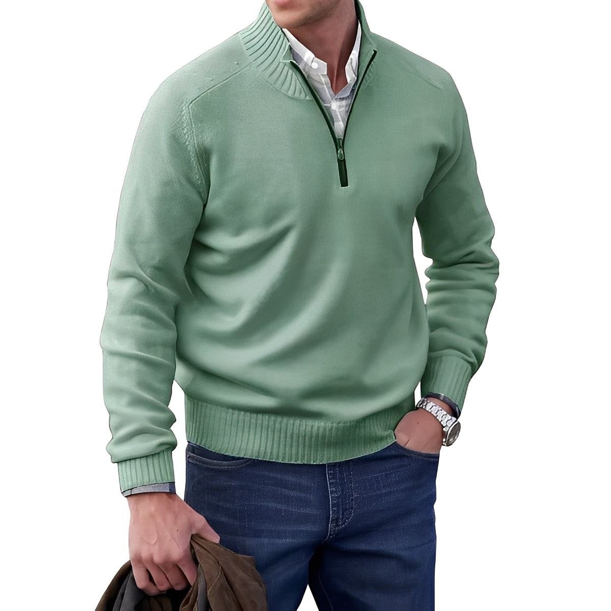 Jeremy - Maglione casual da uomo in cashmere con zip
