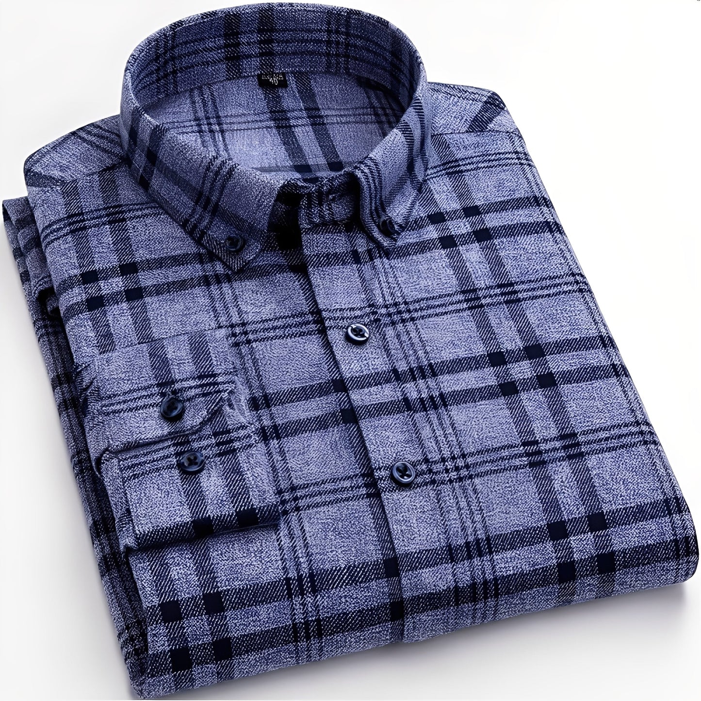 Nikolas - Camicia da uomo a quadri casual in cotone