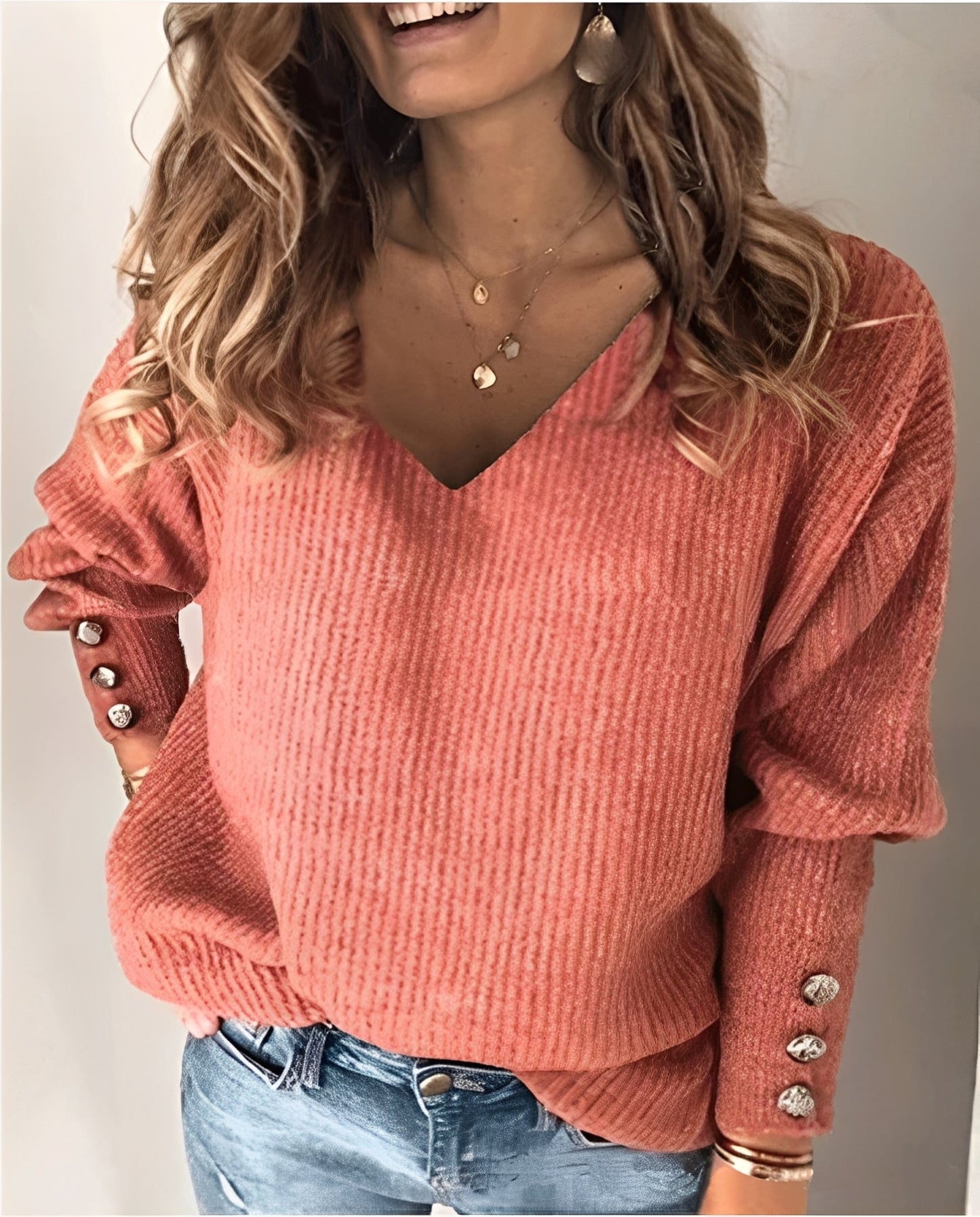 Beck – Maglione a maglia con scollo a V