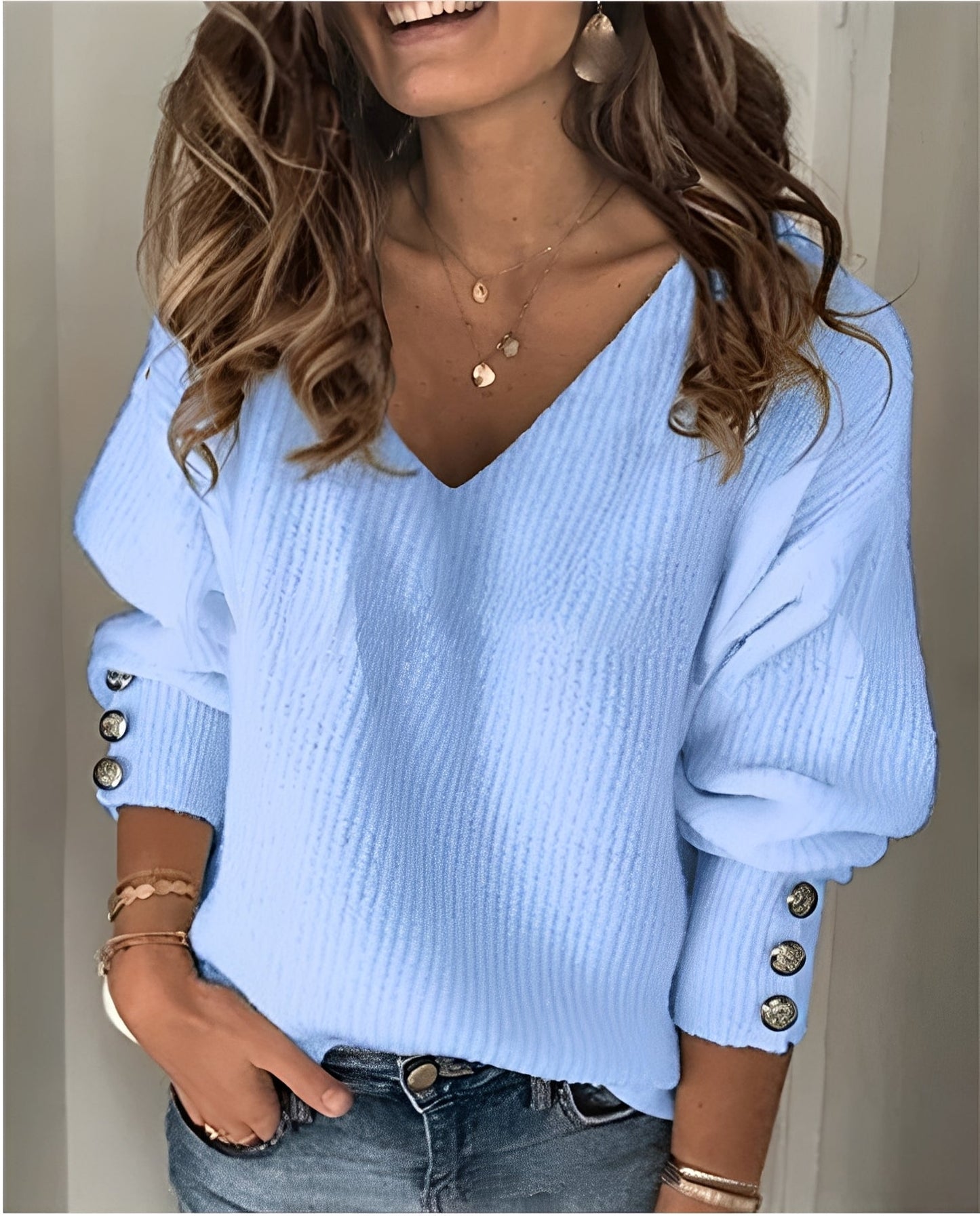 Beck – Maglione a maglia con scollo a V