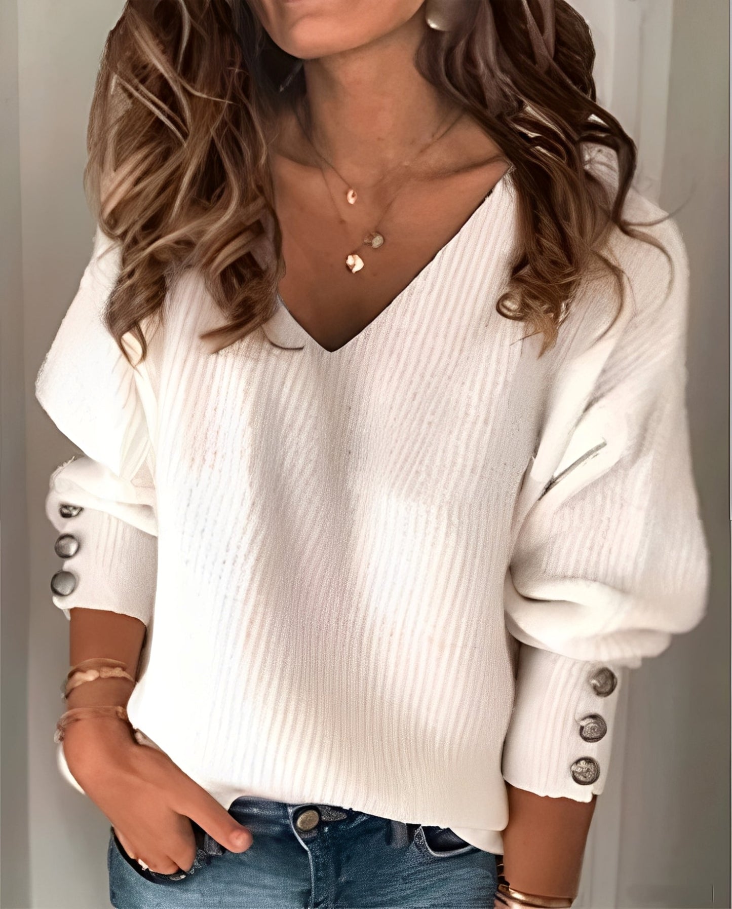 Beck – Maglione a maglia con scollo a V