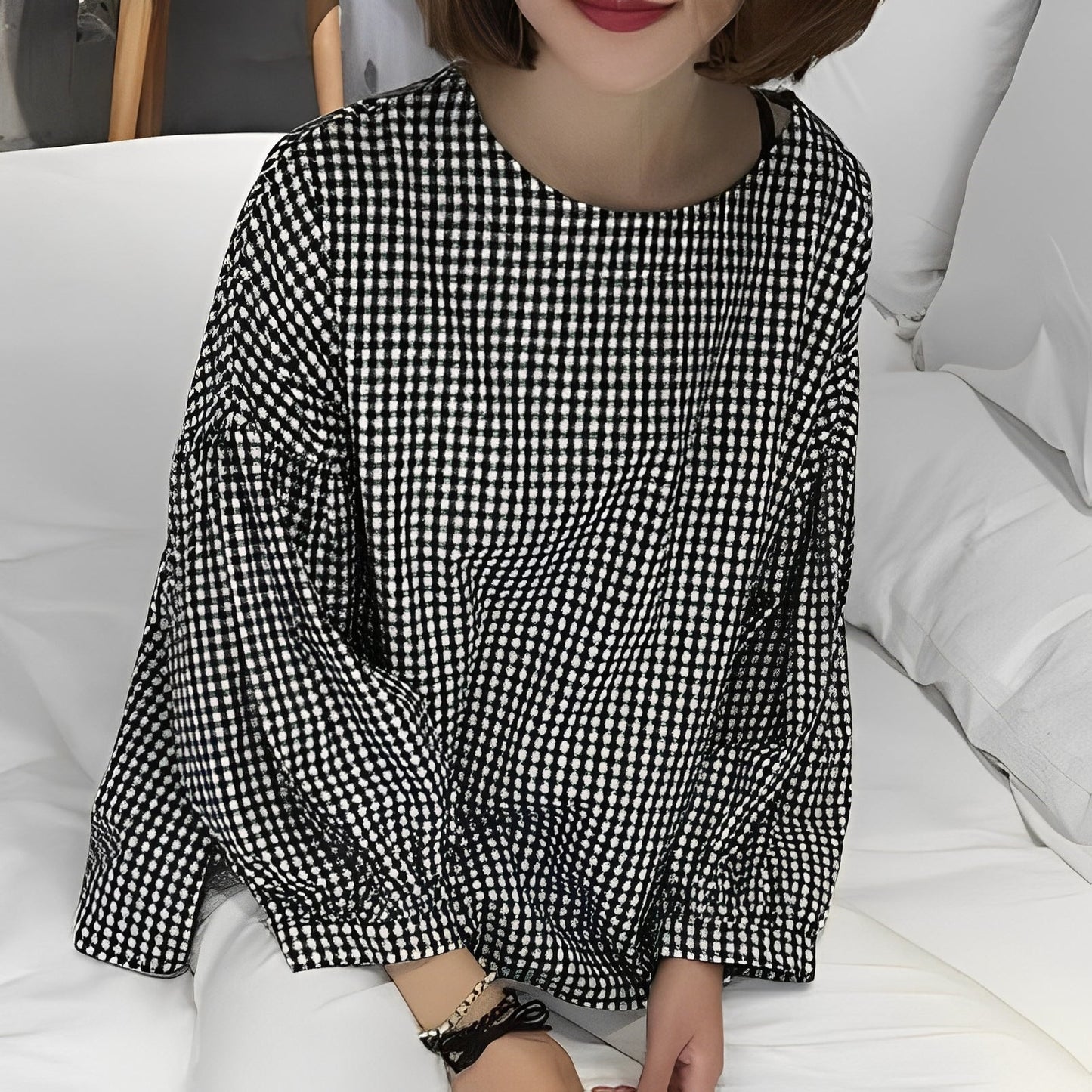 Tahlia - Camicia casual a quadri con design irregolare per donne