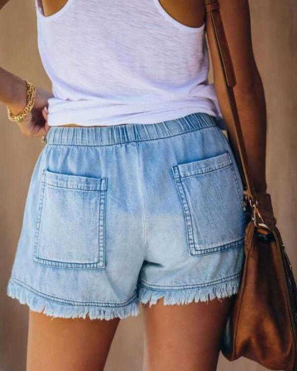 Kyan - Pantaloncini in Denim Classico con Coulisse
