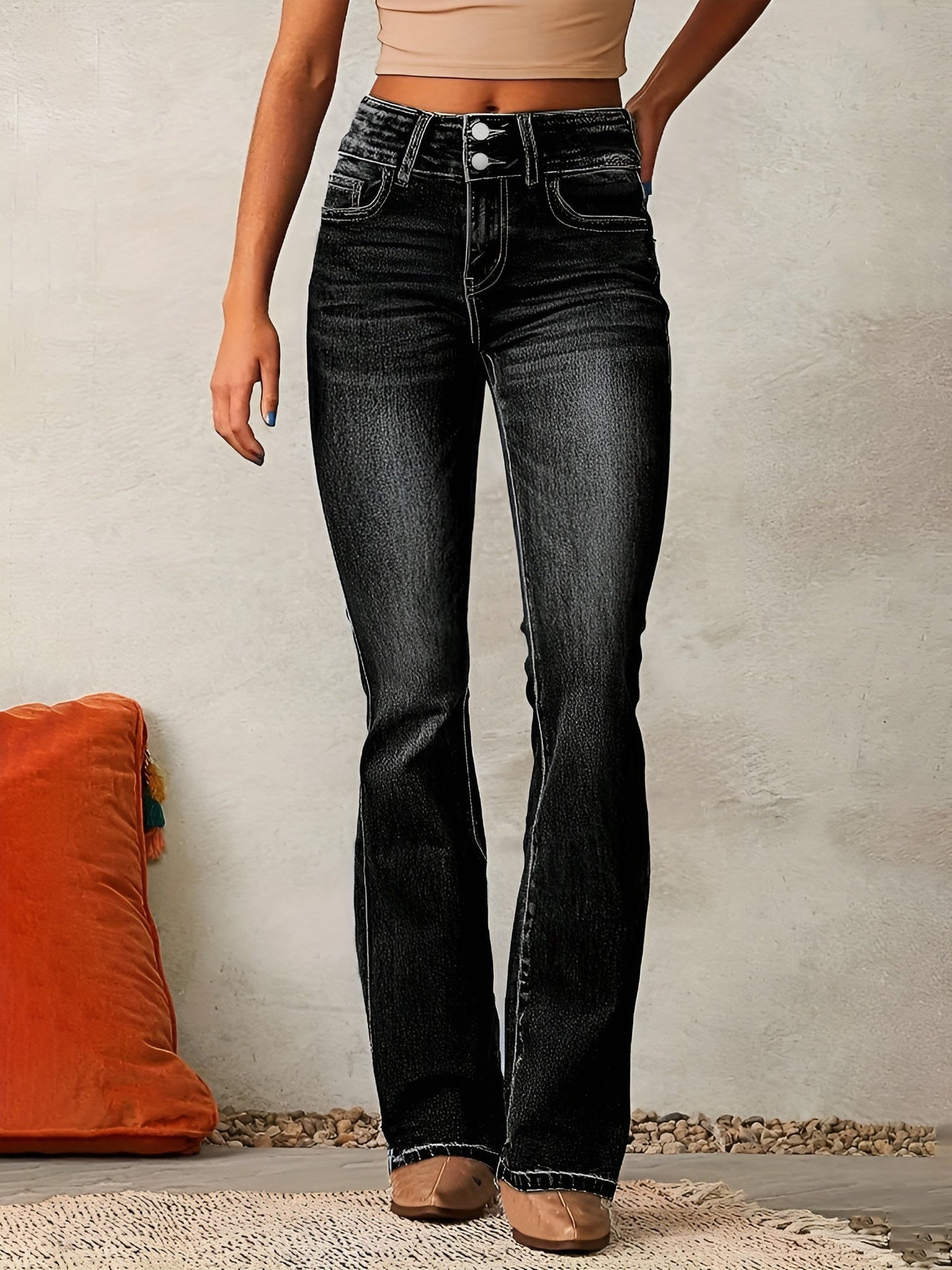 Neely - Jeans comodi a vita alta per donna