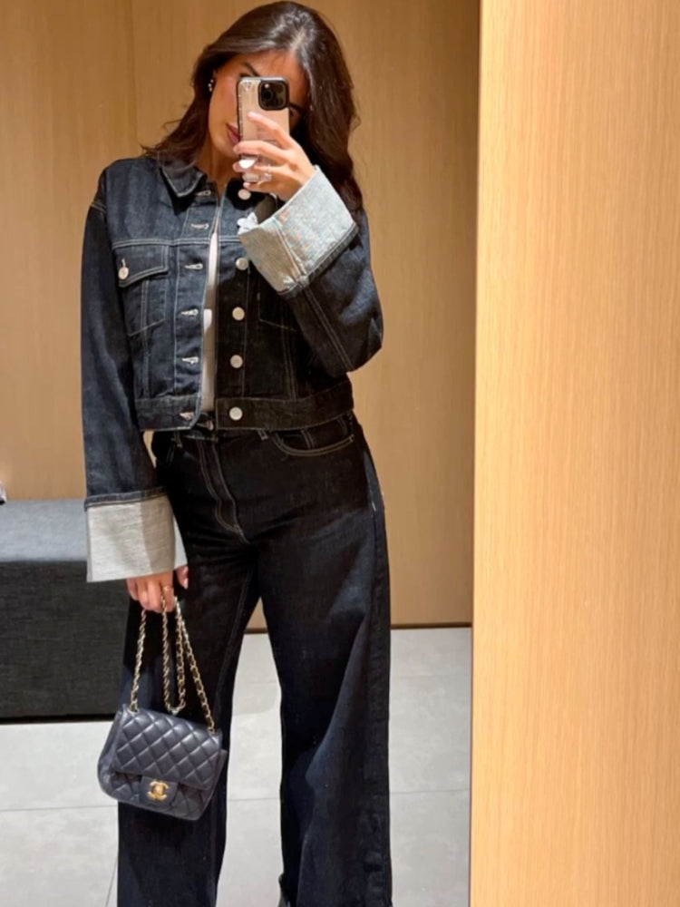 Clara – Set Denim con Giacca Trucker & Jeans a Vita Alta