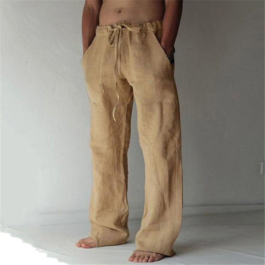 Benjamin - Pantaloni casual in lino da uomo in tinta unita