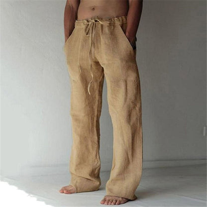 Benjamin - Pantaloni casual in lino da uomo in tinta unita