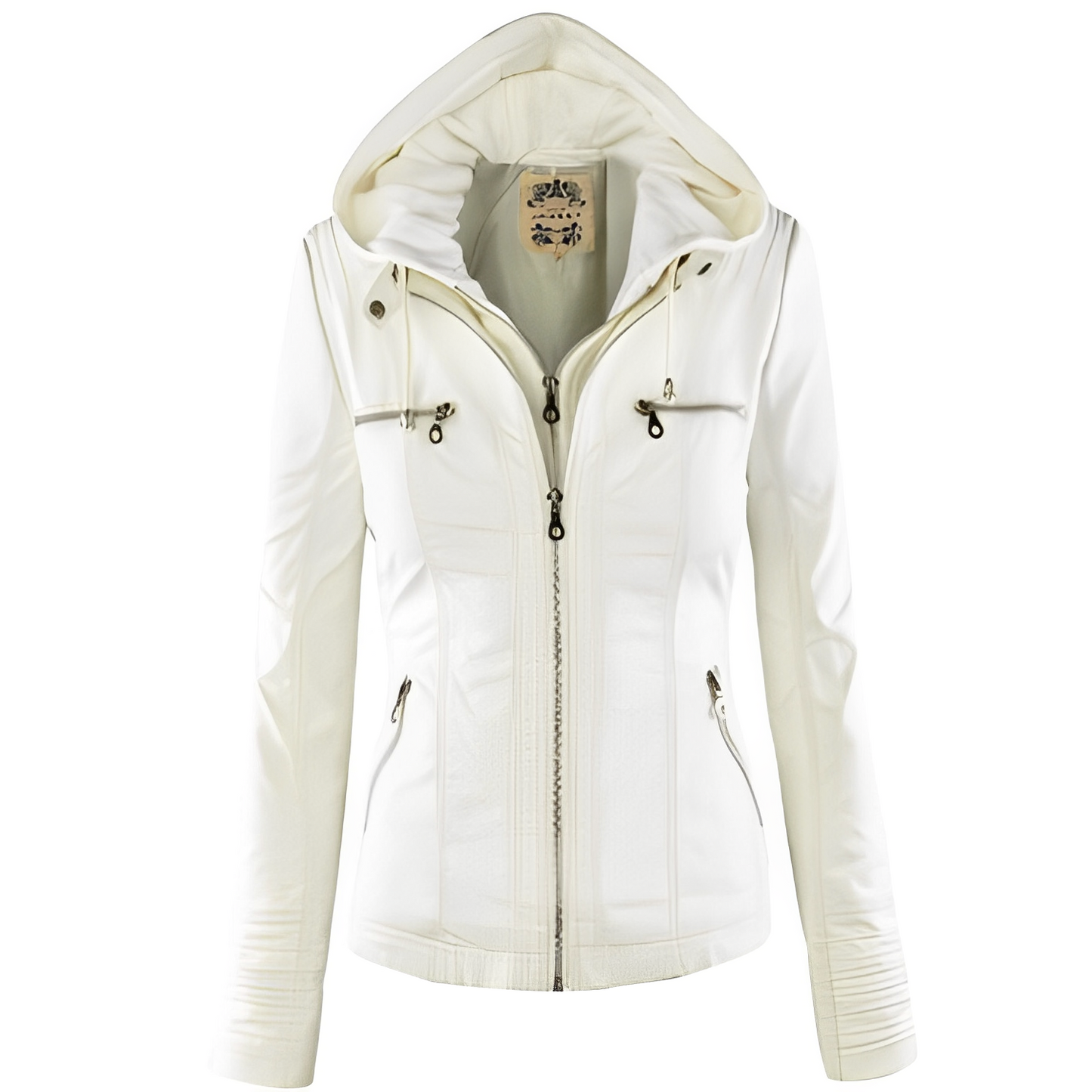 Janene - Giacca casual impermeabile in pelle con cappuccio per donne