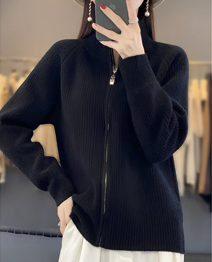 Margaret - Cardigan in lana con zip da donna