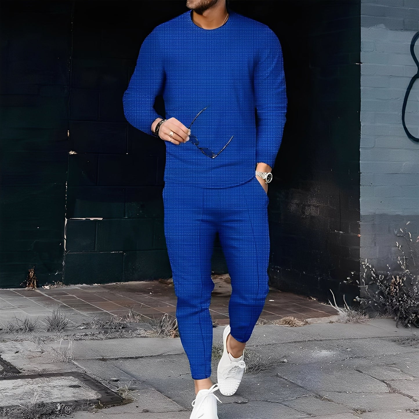 Dillan - Completo Slim-Fit Casual per Uomo in Tessuto a Nido d'Ape