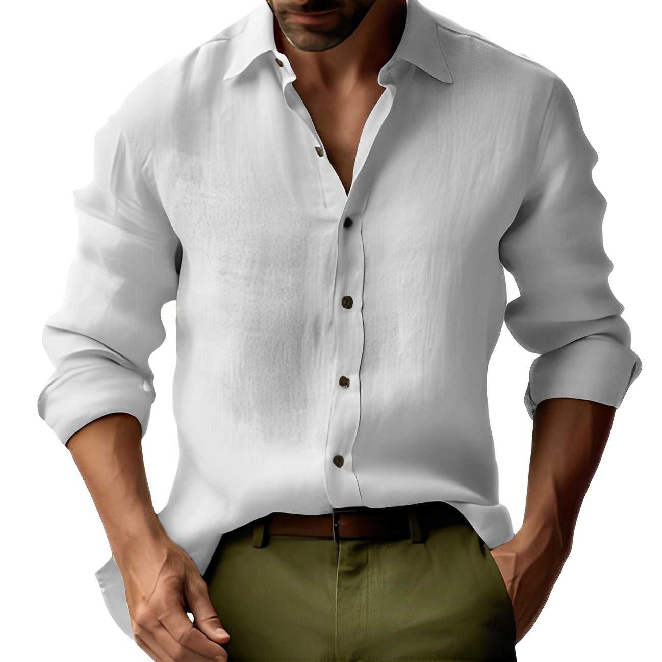 Emile - Camicia di lino uomo, classica e semplice