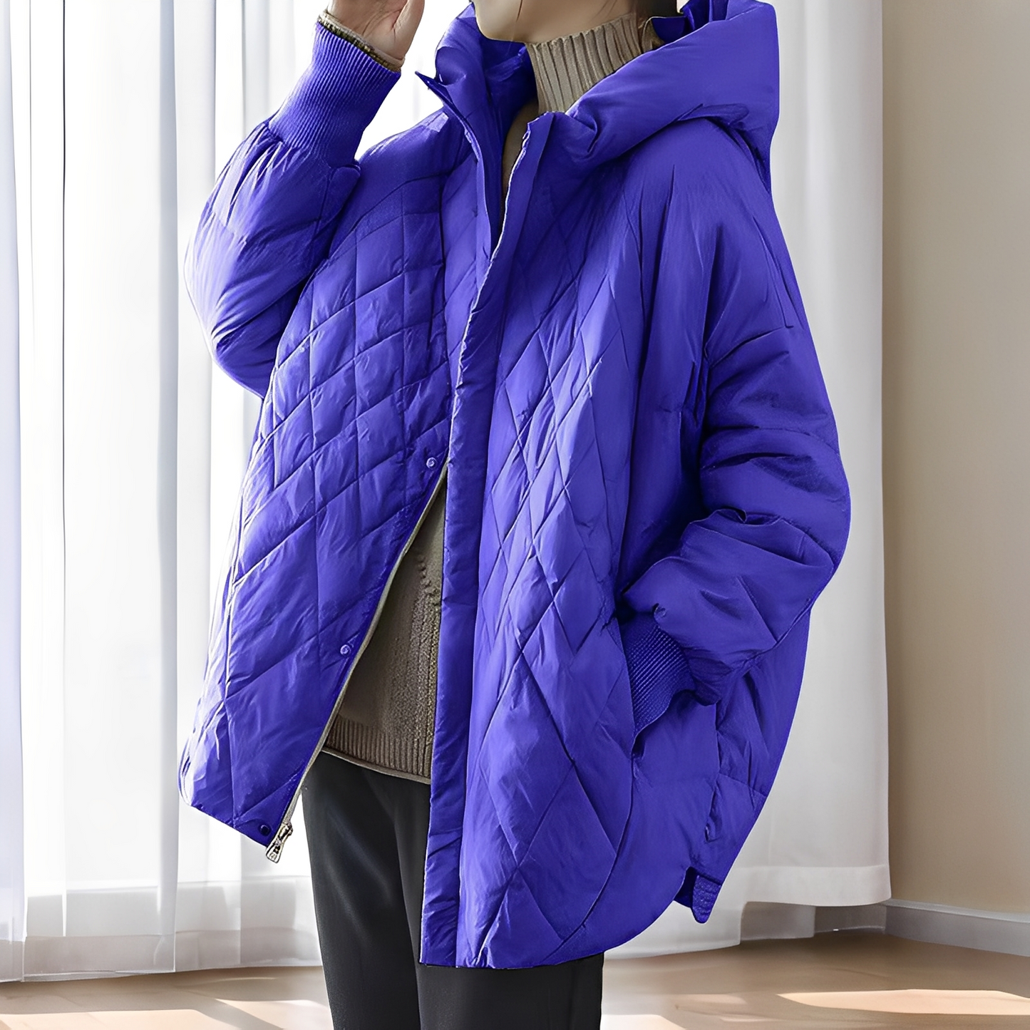 Abigail - Cappotto invernale informale in piuma con zip per donne