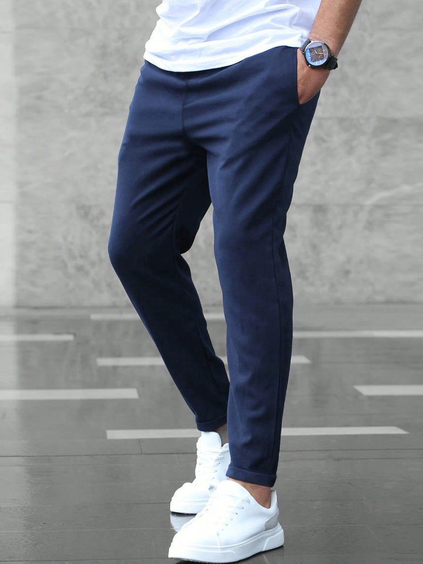 Allan - Pantaloni casual aderenti con elastico e coulisse per uomini