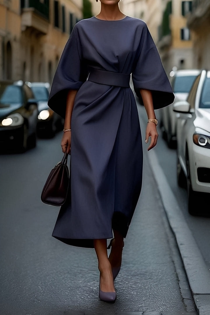 Nicole - Elegante Abito Midi con Maniche a Lanterna per Donne