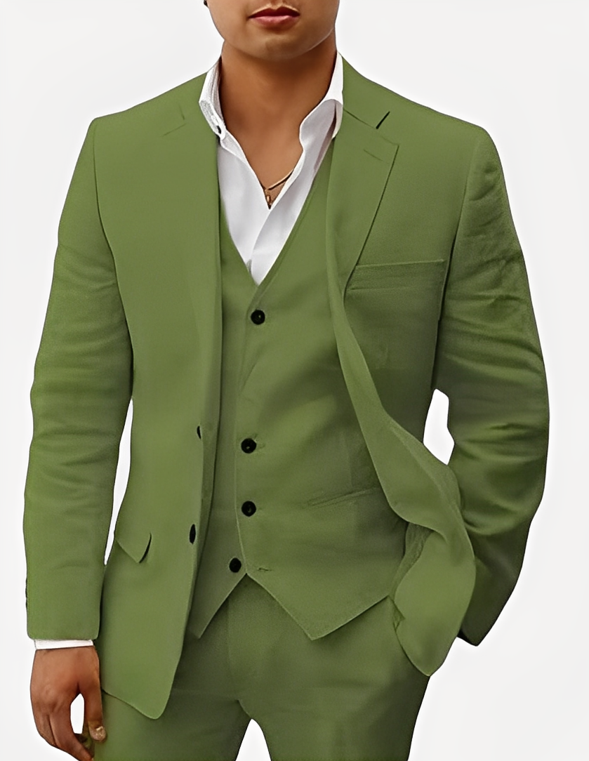 Beckham - Raffinato completo tre pezzi in lino per uomo