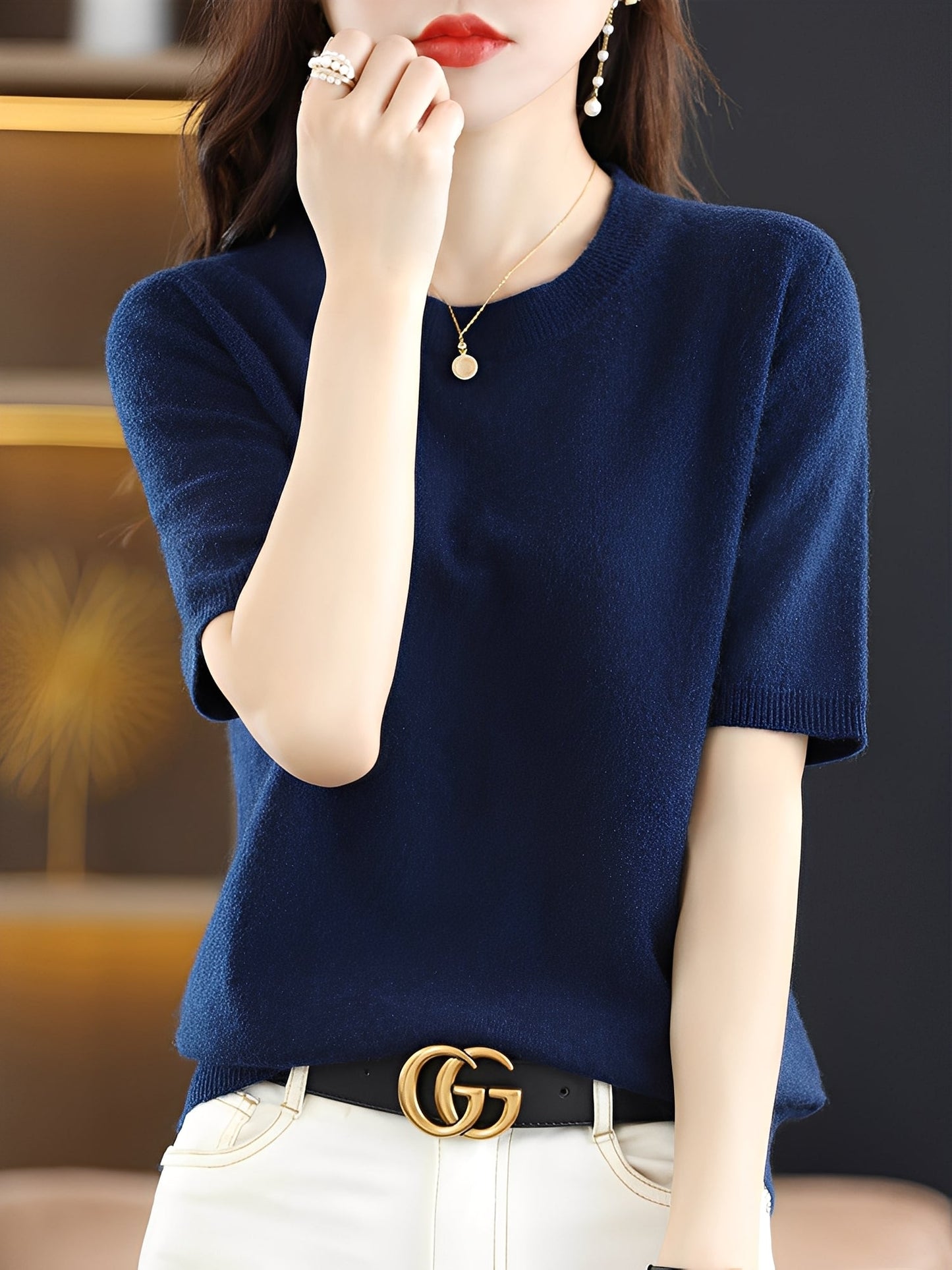 Blandine - Pullover donna con maniche corte