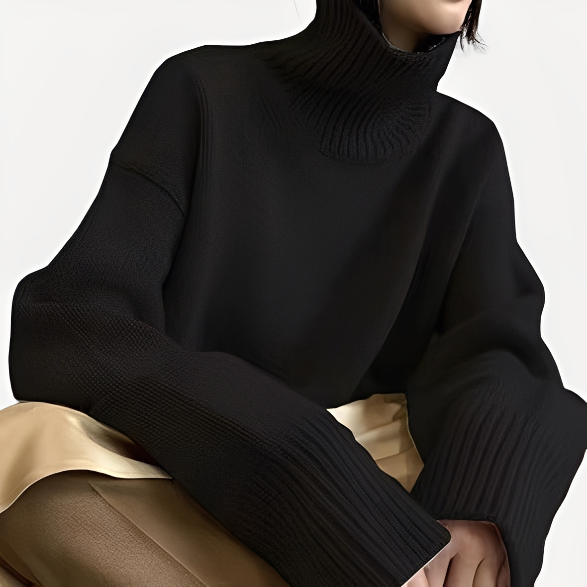 Amilia - Raffinato maglione a collo alto con taglio morbido per donna
