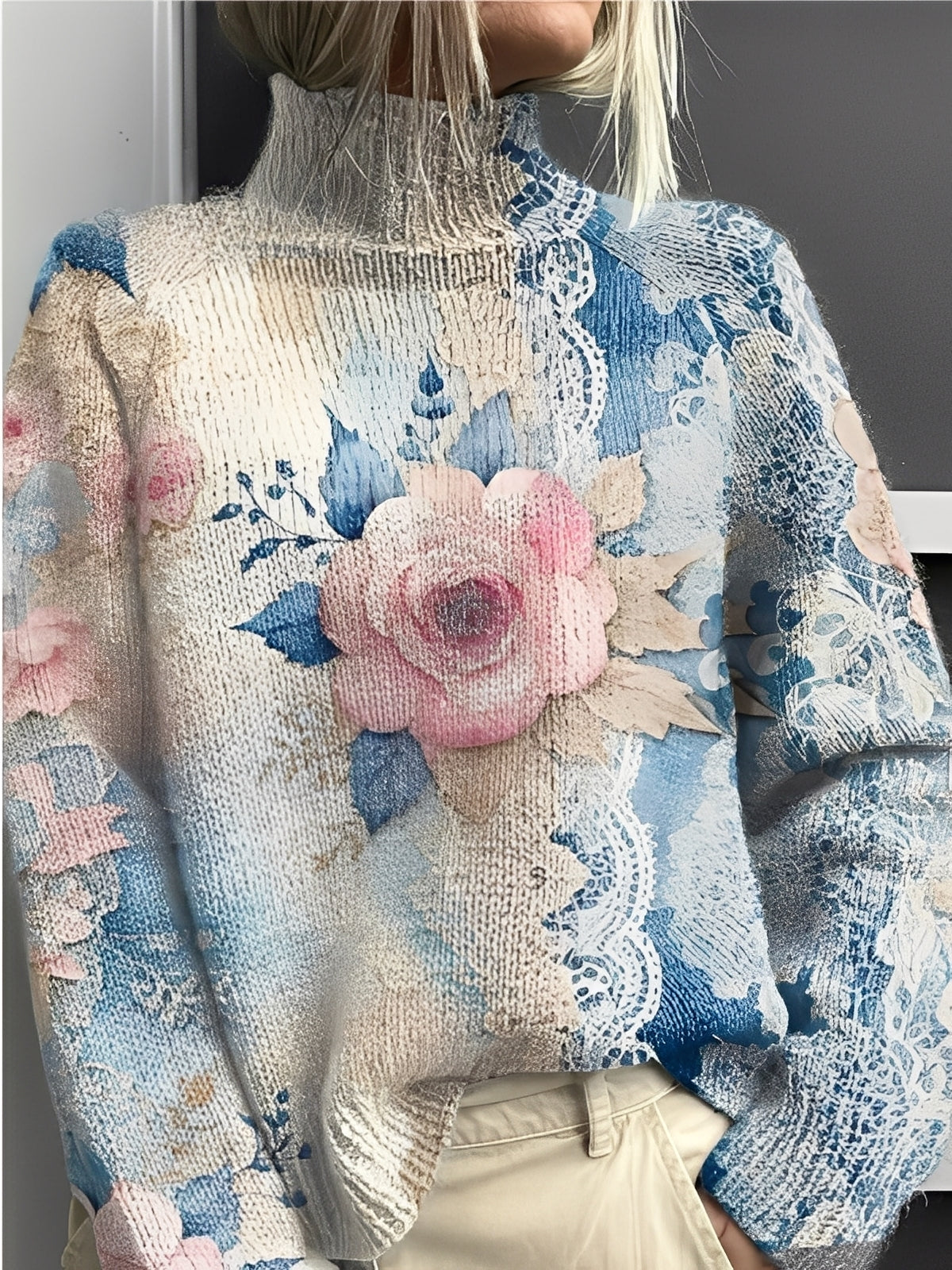 Giselle - Maglione elegante e colorato a collo alto per donne