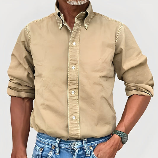 Ronald - Camicia maschile con maniche lunghe e colletto stile retrò