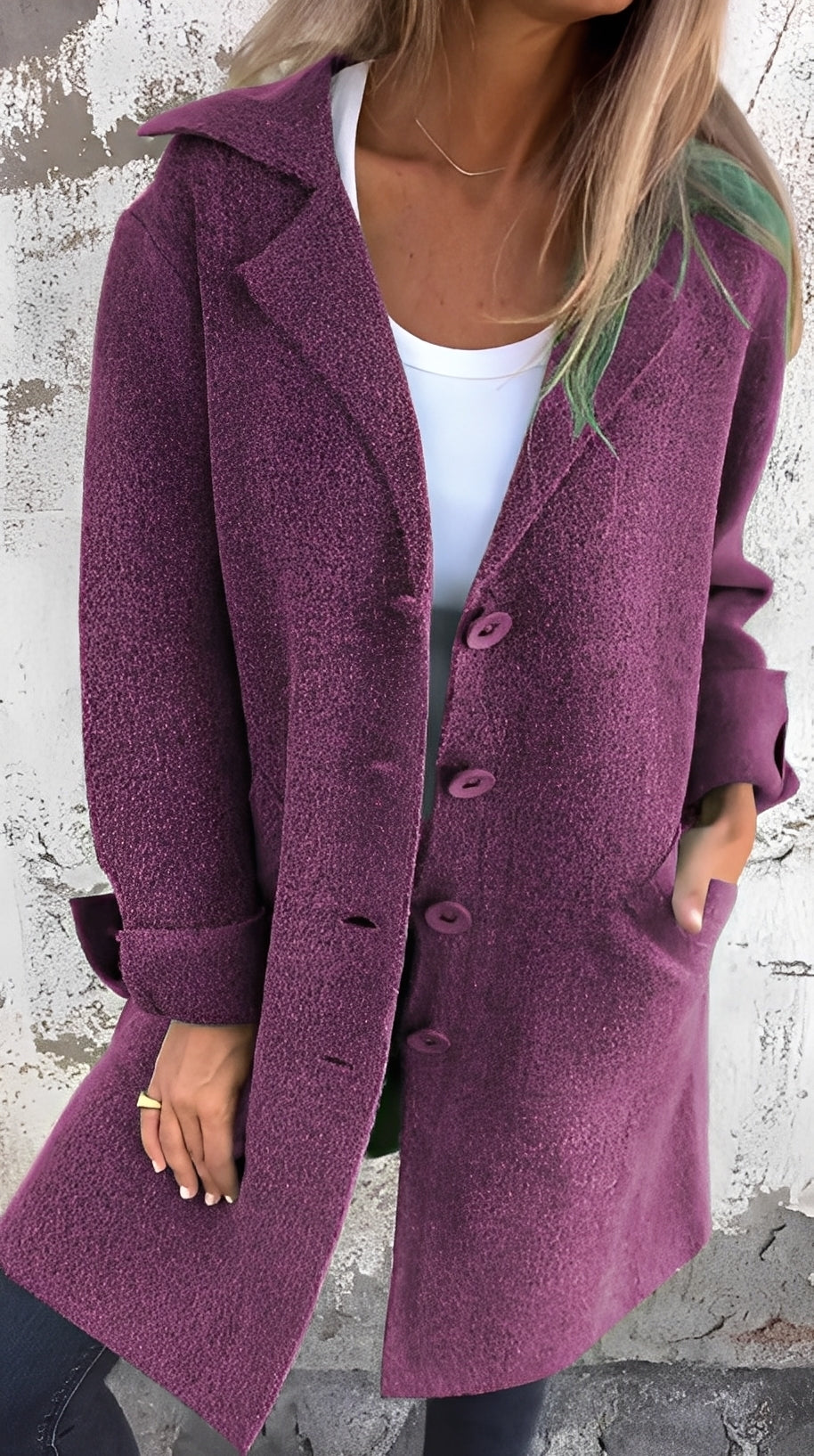 Meridith - Lungo cappotto elegante con colletto a revers per donna