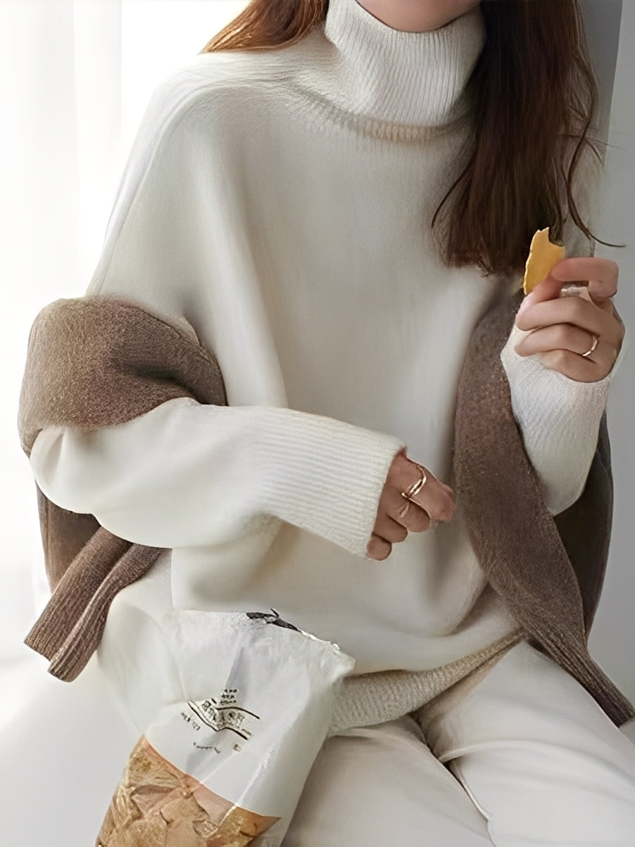 Adrienne - Raffinato pullover a collo alto in cashmere con vestibilità comoda