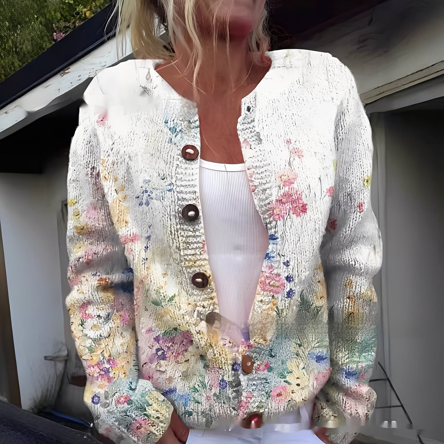Wilda - Cardigan elegante e caldo con decorazione floreale per donne