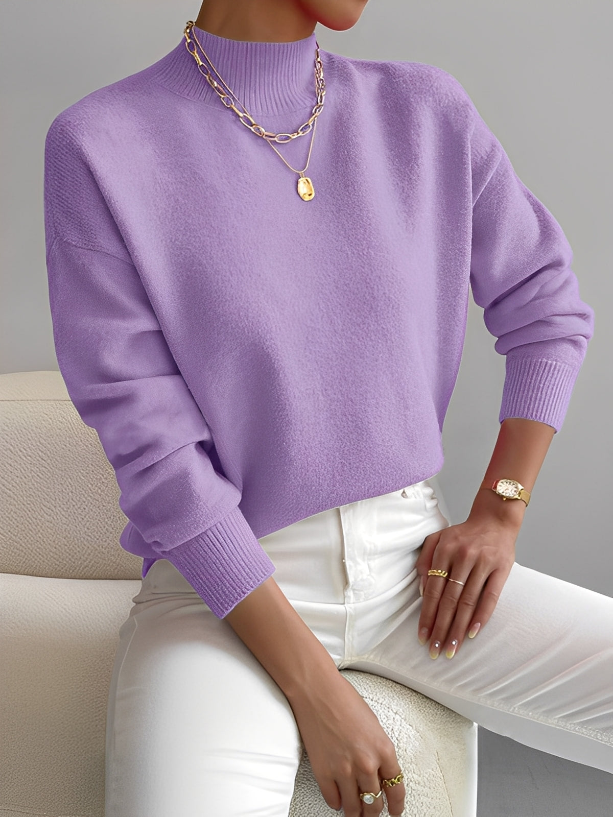 Roxana - Maglione elegante a maglia con collo medio per donne