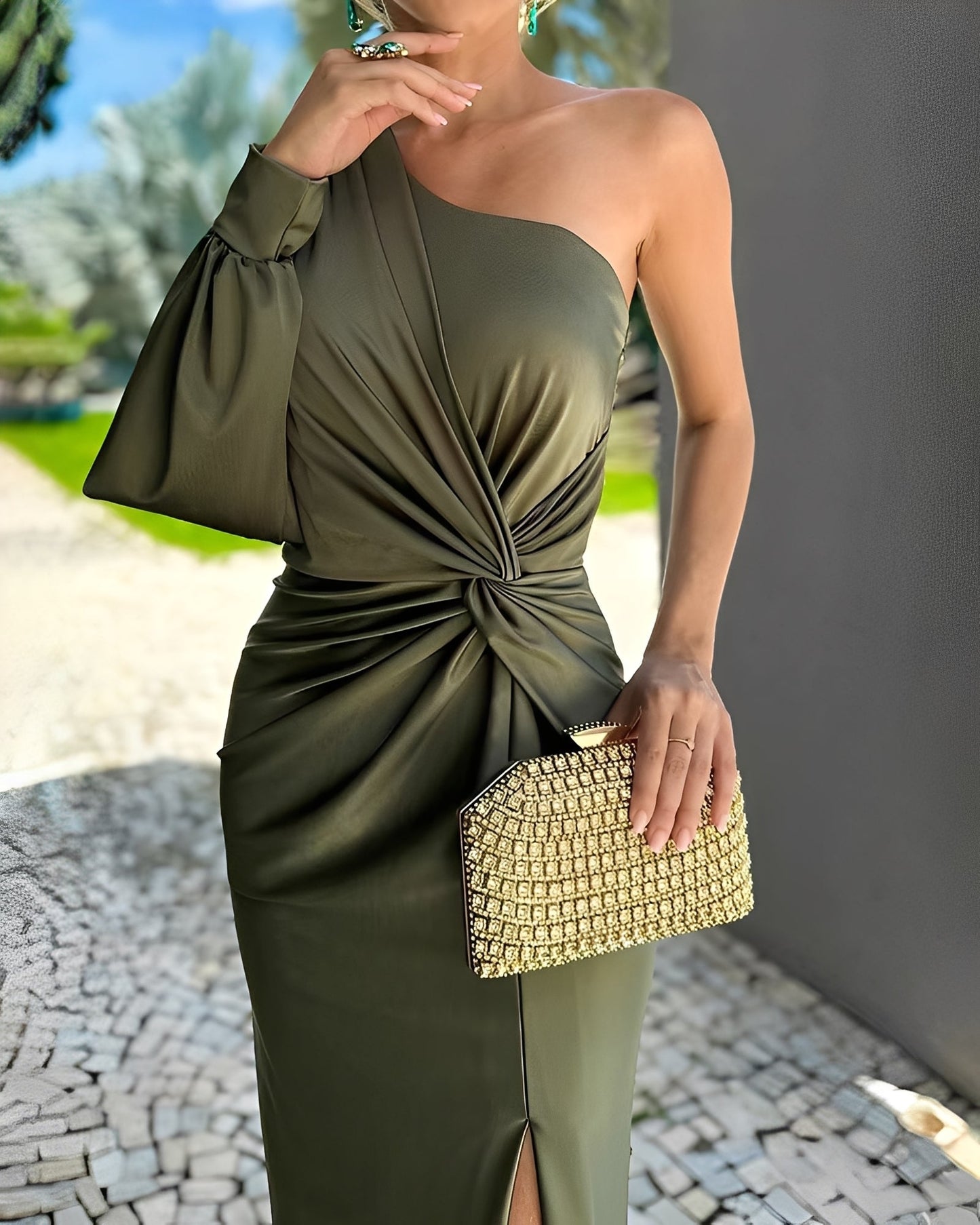 Pauline - Elegante vestito monospalla drappeggiato per donne