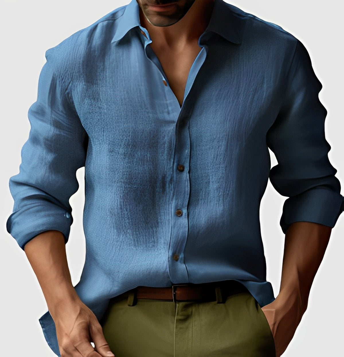 Emile - Camicia di lino uomo, classica e semplice