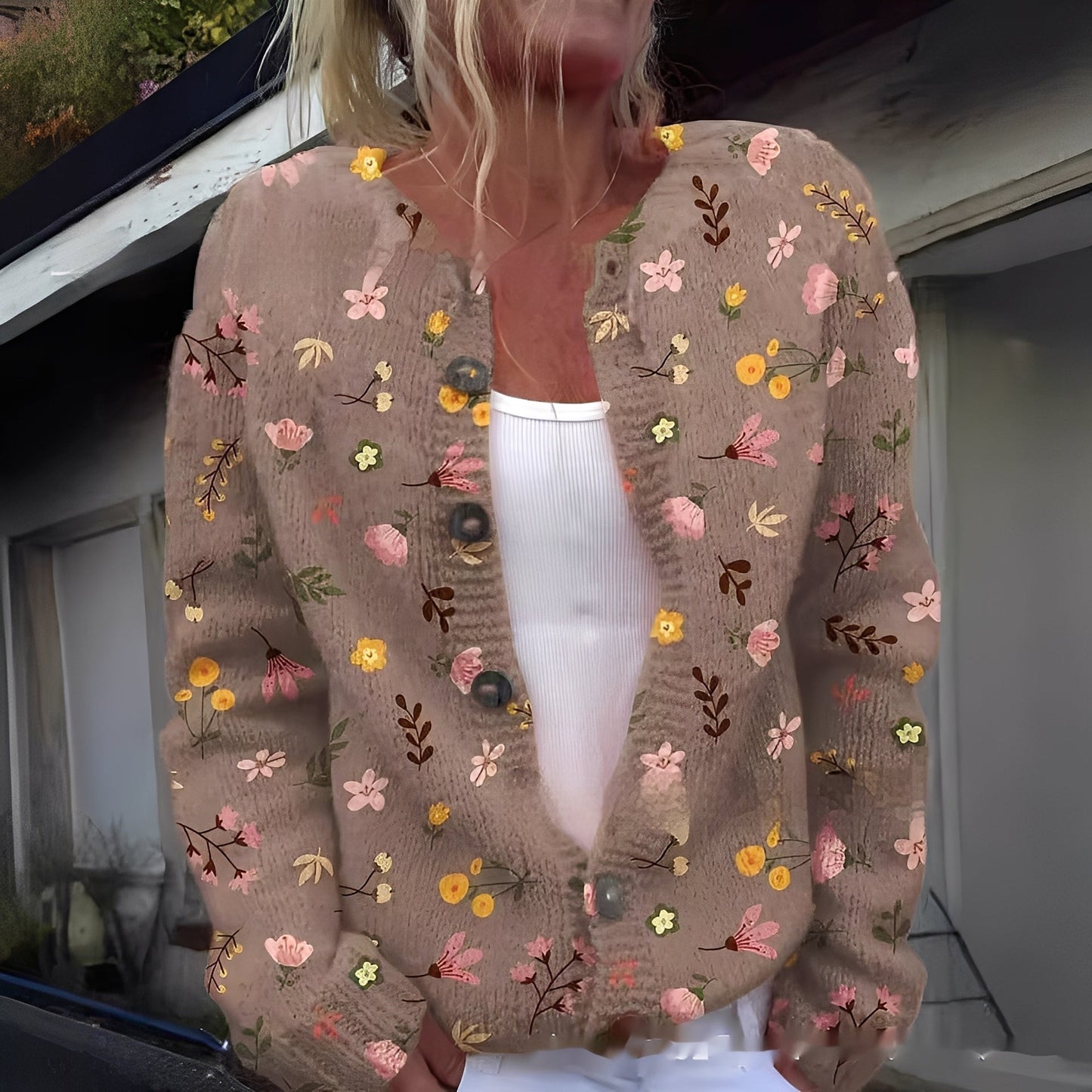 Wilda - Cardigan elegante e caldo con decorazione floreale per donne