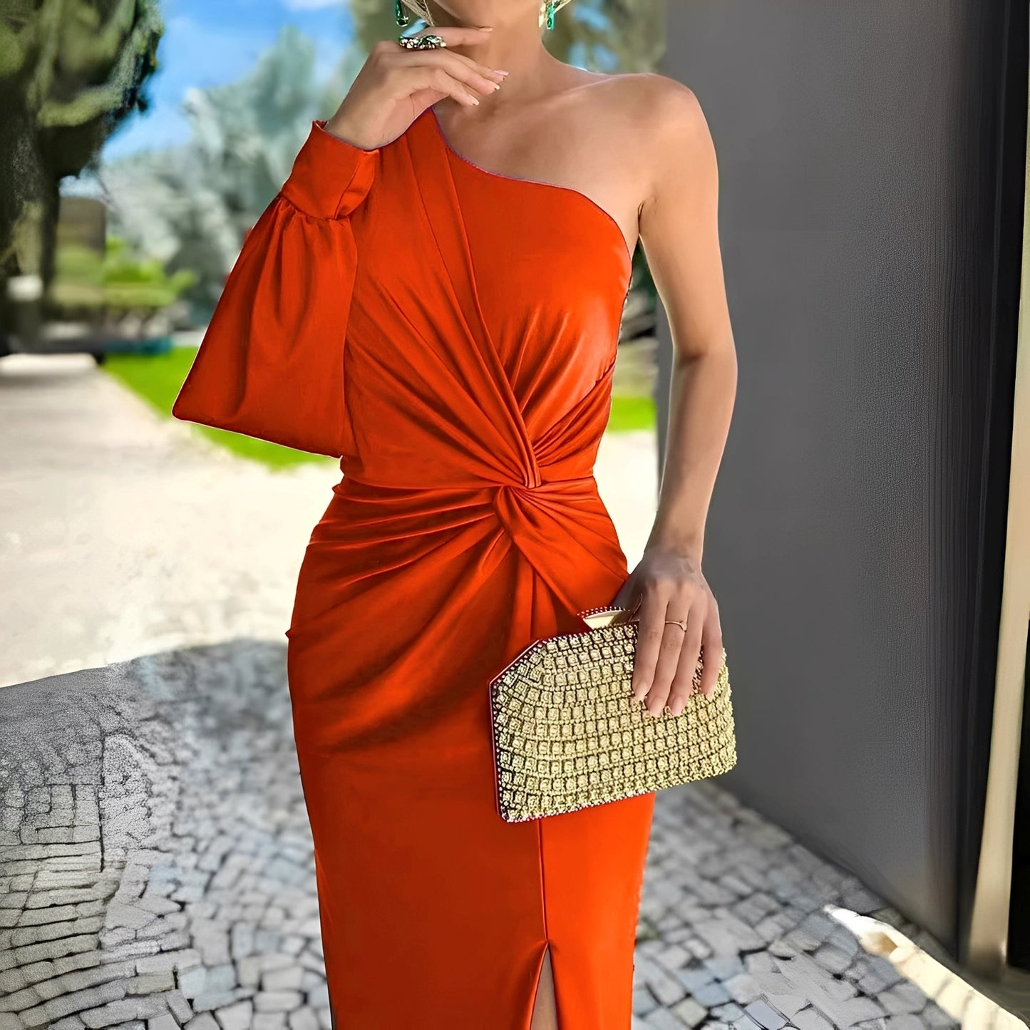 Pauline - Elegante vestito monospalla drappeggiato per donne