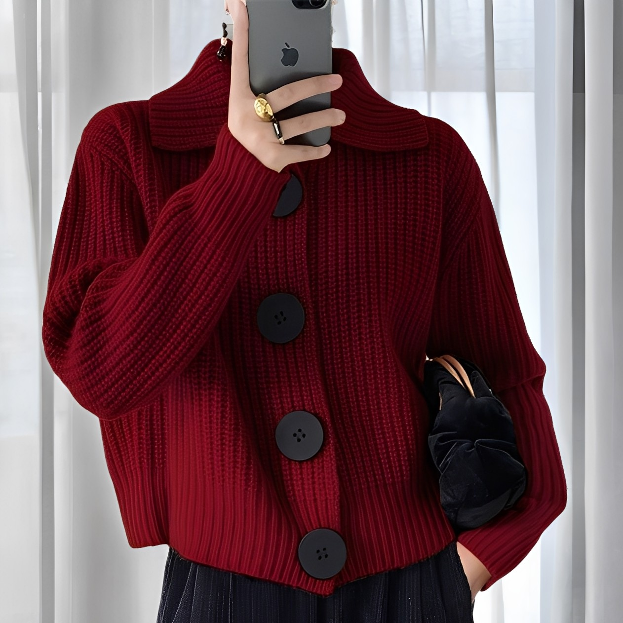 Alannah - Elegante cardigan con grandi bottoni per donne