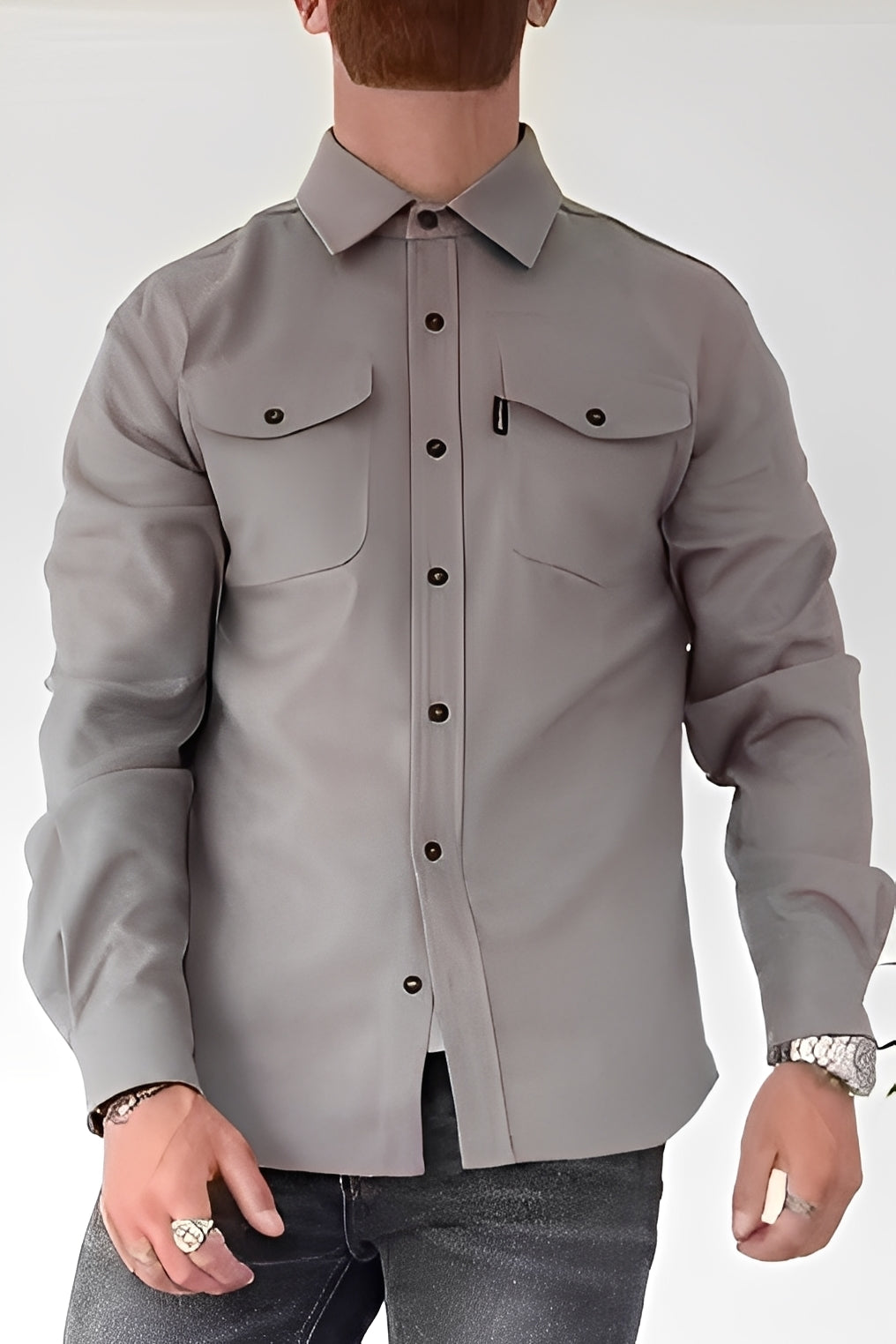 David - Camicia da uomo con tasche per un look informale