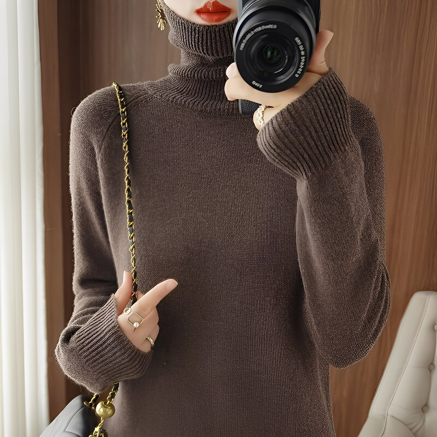 Kaycee - Maglione di tendenza con collo alto per donne