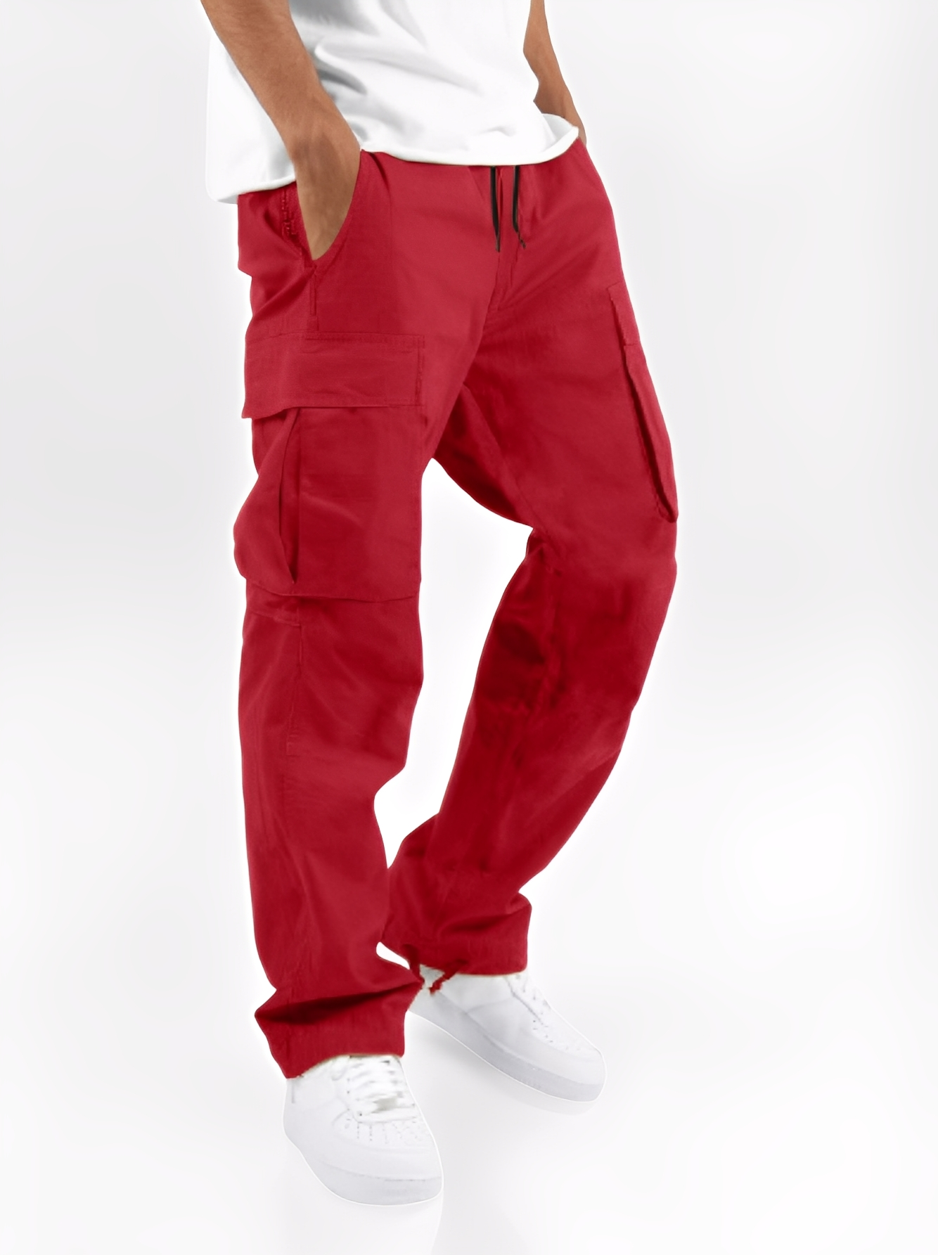 Cooper - Pantaloni casual cargo con laccio per uomini
