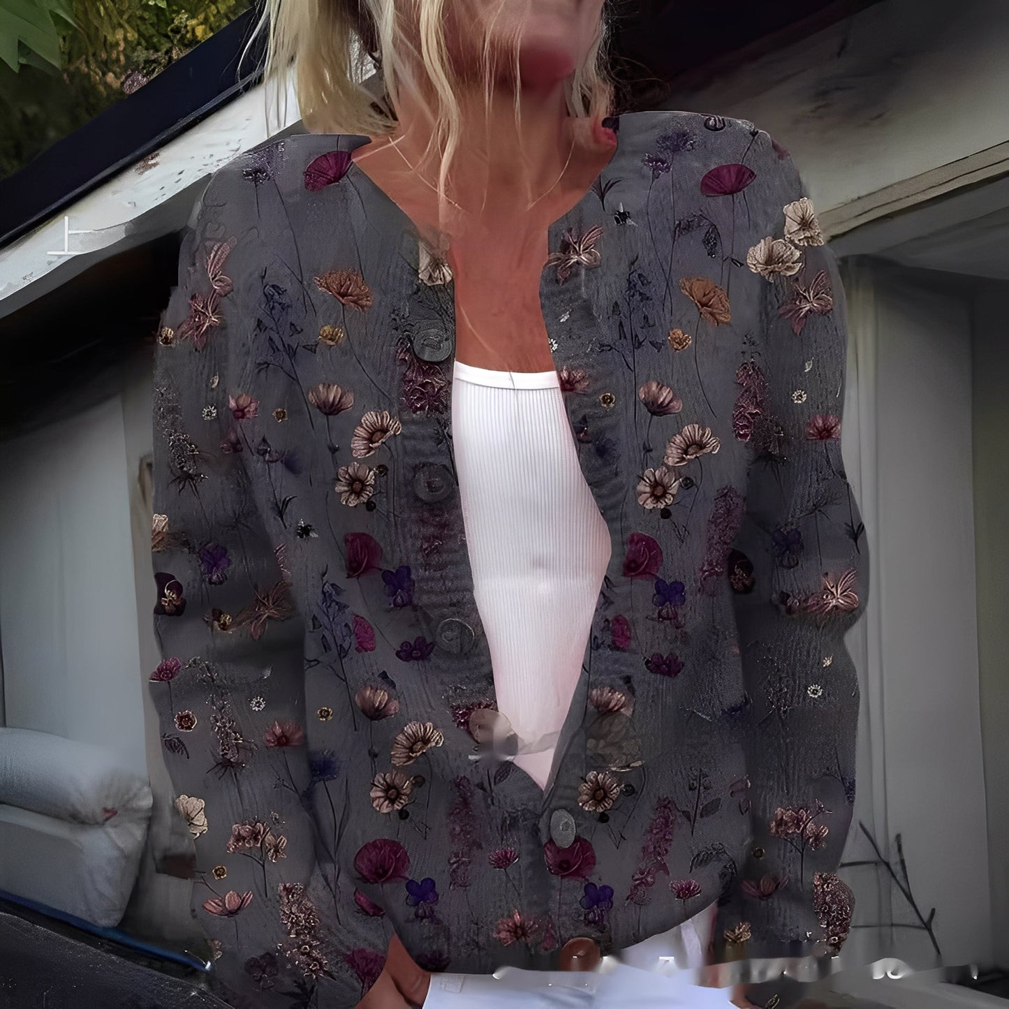 Wilda - Cardigan elegante e caldo con decorazione floreale per donne