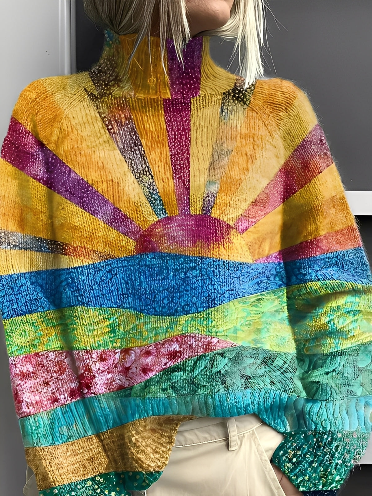 Giselle - Maglione elegante e colorato a collo alto per donne