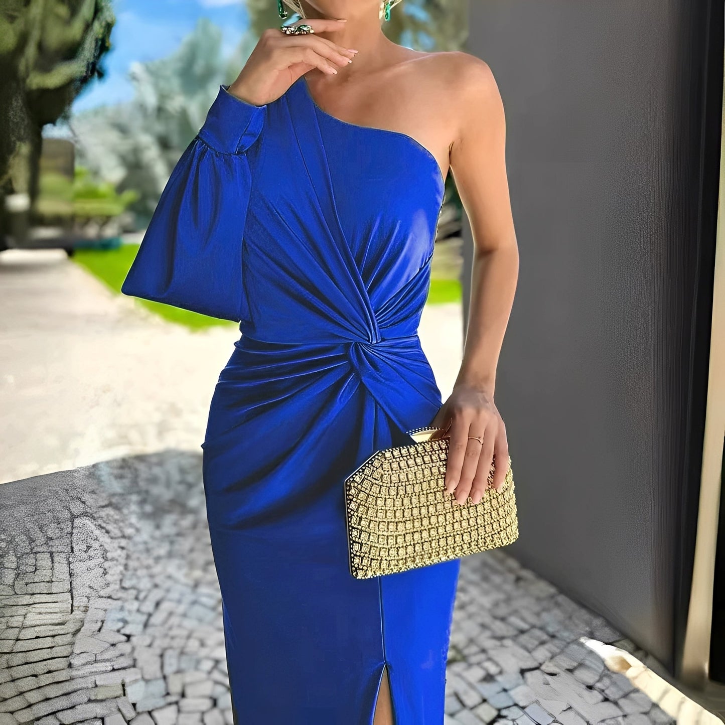 Pauline - Elegante vestito monospalla drappeggiato per donne