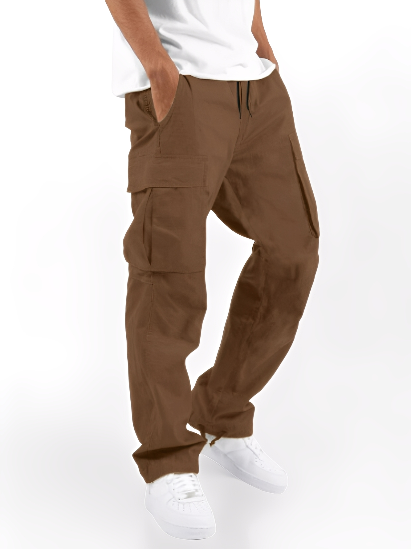 Cooper - Pantaloni casual cargo con laccio per uomini